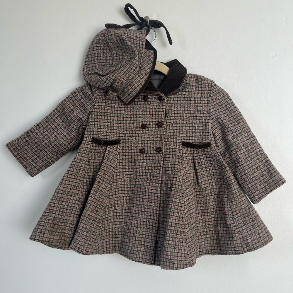 Vintage 1940s Girls Coat with Matching Hat